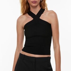 Aritzia Babaton Sculpt Knit Criss Cross Tank - Black
